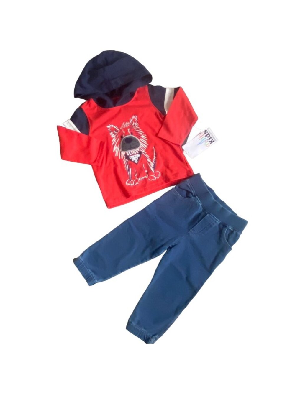 Kids Headquarters Boys Long Sleeve 'Puppy' Outfit-Orange/Blue-18 Months-NWT